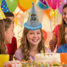 Dodomar 40 cm Baş Çevresi – 25 cm Makaron Mavi Ponponlu Happy Birthday Doğum Günü Şapkası