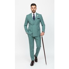 Plus Scorpion Erkek Slim Fit Çizgili Takım Elbise – 2 Top Düğmeli, Çift Yırtmaçlı Modern Kesim