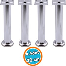 Nzb Mobilya Ayağı Koltuk Kanepe Dayanıklı Tv Ünite Ayağı Ayakları Tablalı Metal 20 cm Krom Gümüş 4 Adet