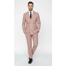 Plus Scorpion Erkek Slim Fit Çizgili Takım Elbise – 2 Top Düğmeli, Çift Yırtmaçlı Modern Kesim