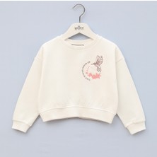 Wanex Kız Çocuk Nakış Detaylı Uzun Kollu Sweatshirt – Vanilya Renk (5–10 Yaş)