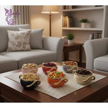 Paçi 6’lı Renkli Gold Detaylı Mia Seramik Kase Seti – Sunum & Servis Kaseleri – Çerezlik,sosluk,lokumluk