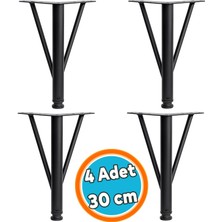 Nzb Mobilya Ayağı Modern Koltuk Kanepe Dayanıklı Tv Ünitesi Ayağı Ayakları Siyah Metal 30 cm 4 Adet