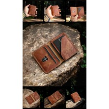 Kalkan Deri Shield Model El Yapımı Hakiki Deri Kartlık - 10X7.5 cm Minimalist ve Şık Tasarım