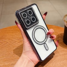 KumOziShop Xiaomi Redmi Note 13 Pro 4g Uyumlu Şeffaf Taşlı Magsafe Özellikli Kılıf