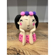 İki Cadı Tasarım Düşünen Kız Saksılık Mumluk Dekoratif Taş Obje