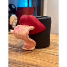 İki Cadı Tasarım El Yapımı Seramik Dilli Dudak Kupa