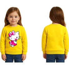 Sedirli Unisex Hello Kity Baskılı Çocuk Swaetshirt 3 Iplik Şardonlu