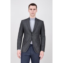 Paco Romano Erkek Slim Fit Mono Yaka Füme Ceket