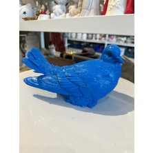 İki Cadı Tasarım Gerçek Boy Mavi Güvercin Obje | Doğal Görünümlü Dekoratif Kuş