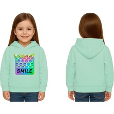 Sedirli Unisex Smile Baskılı Çocuk Swaetshirt Kapşonlu 3 Iplik Şardonlu