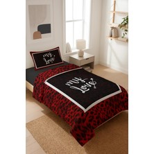 Dolce Mariee My Love Yazılı Kadife Kumaş Kapitoneli Tek Kişilik Yatak Örtüsü Seti (2 Parça) TKY0044