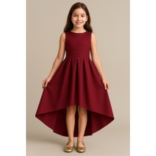 LilyMoon Kız Çocuk Saten Abiye Elbise – Prenses Model Mezuniyet ve Parti Elbisesi