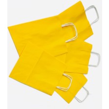 Esila Kağıtçılık 1.kalite 18X8X24 cm 5’ Li Sarı Renkli Kraft Kağıt Çanta, Hediye Poşeti, Hediye Paketi, Kraft Çanta