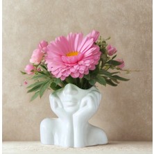 İki Cadı Tasarım Eli Yüzünde Kız Saksı Dekoratif Obje Biblo Heykel Vazo