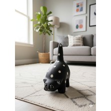 İki Cadı Tasarım Modern Tombul Kedi Biblo Polyester Ev Dekor - 24 x 11 x 10 cm