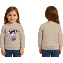 Sedirli Unisex Kuromi Baskılı Çocuk Swaetshirt 3 Iplik Şardonlu