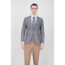 Paco Romano Erkek Slim Fit Sivri Yaka Açık Gri Ceket