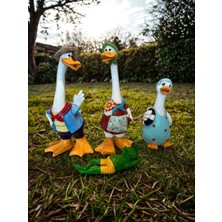 İki Cadı Tasarım Büyük Boy 3'lü Ördek Figürü Seti | Iç ve Dış Mekan Polyester Bahçe Süsü