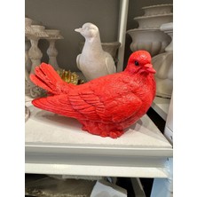 İki Cadı Tasarım Kırmızı Güvercin Polyester Obje | Gerçek Boyut Dekoratif Kuş Figürü