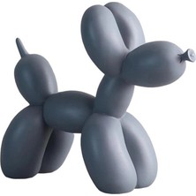 İki Cadı Tasarım Gri Renkli Balon Köpek, Hediyelik, Ev Ofis Dekoratif Obje, Biblo - 20CM x 17CM