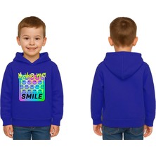 Sedirli Unisex Smile Baskılı Çocuk Swaetshirt Kapşonlu 3 Iplik Şardonlu