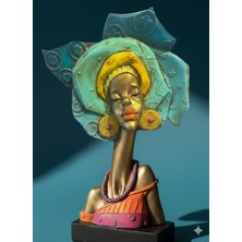 İki Cadı Tasarım Afrikalı Kız Polyester Dekoratif Obje.- 32X24CM