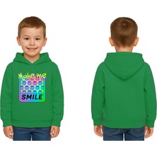 Sedirli Unisex Smile Baskılı Çocuk Swaetshirt Kapşonlu 3 Iplik Şardonlu