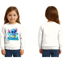 Sedirli Unisex Stitch Baskılı Çocuk Swaetshirt 3 Iplik Şardonlu