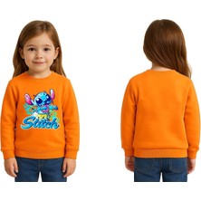 Sedirli Unisex Stitch Baskılı Çocuk Swaetshirt 3 Iplik Şardonlu