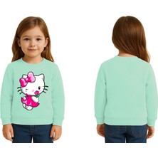 Sedirli Unisex Hello Kity Baskılı Çocuk Swaetshirt 3 Iplik Şardonlu