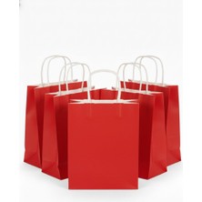 Esila Kağıtçılık 1.kalite 18X8X24 cm 5’li Kırmızı Renkli Kraft Kağıt Çanta Hediye Poşeti Hediye Paketi Kraft Çanta