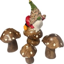 İki Cadı Tasarım Mantar Üstünde Cüce ve Puantiyeli Mantar Set, Polyester Dekoratif Obje