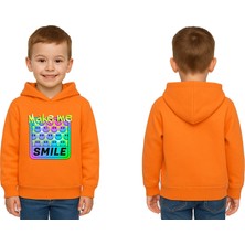 Sedirli Unisex Smile Baskılı Çocuk Swaetshirt Kapşonlu 3 Iplik Şardonlu