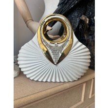 İki Cadı Tasarım Midye Tasarımı Taşlı Seramik Vazo Dekoratif Çanta Modeli Estetik Ev Aksesuarı