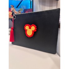 İki Cadı Tasarım Seramik Mickey Detaylı Tasarım Clutch Çanta