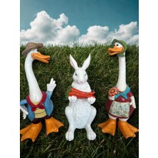 İki Cadı Tasarım Bay & Ördek ve Havuç Tutan Tavşan Set, Ev, Işyeri ve Polyester Bahçe Dekorasyon Ürünü