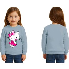 Sedirli Unisex Hello Kity Baskılı Çocuk Swaetshirt 3 Iplik Şardonlu