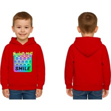 Sedirli Unisex Smile Baskılı Çocuk Swaetshirt Kapşonlu 3 Iplik Şardonlu