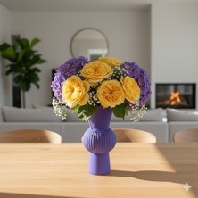 İki Cadı Tasarım Modern Vazo Mor Renkli Dekoratif Seramik Obje, 30 x 13.5 cm