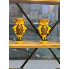 İki Cadı Tasarım Dekoratif Renkli Ikili Mumluk - 25CM x 15CM