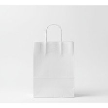 Esila Kağıtçılık 1.kalite 18X8X24 cm 1’ Li Beyaz Renkli Kraft Kağıt Çanta, Hediye Poşeti, Hediye Paketi, Kraft Çanta