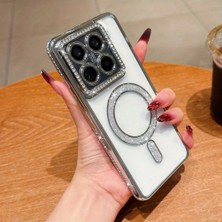 KumOziShop Xiaomi Redmi Note 13 Pro 4g Uyumlu Şeffaf Taşlı Magsafe Özellikli Kılıf