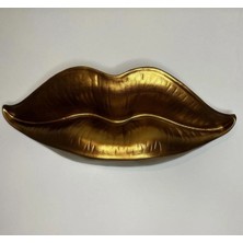 İki Cadı Tasarım Büyük Boy, Eğlenceli ve Ilginç Tasarımlı, Gold Rengi Dudak Duvar Dekorasyon Ürünü