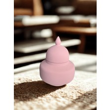 İki Cadı Tasarım Kubbeli Osmanlı Kutu Seramik Dekoratif Obje,açık Pembe