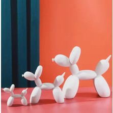 İki Cadı Tasarım Beyaz Balon Köpek Ailesi, Hediyelik, Ev Ofis Dekoratif Obje, Biblo - 3 Farklı Ebat