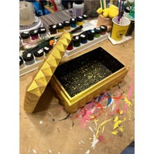 İki Cadı Tasarım Altın Varak Dekoratif Kutu - Konsept Hediyelik Obje