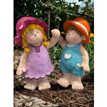 İki Cadı Tasarım Kız ve Erkek Büyük Boy Dekoratif Polyester Obje