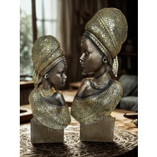 İki Cadı Tasarım Kız 2'li Set – El Yapımı Polyester Dekoratif Obje Biblo