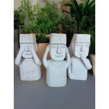 İki Cadı Tasarım Görmedim Duymadım Bilmiyorum 3'lü Dev Boy Tasarım Polyester Saksı Bahçe Dekorasyon Seti